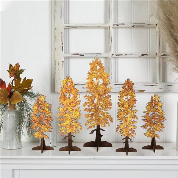 New 5PCS Rustic Wooden Fall Trees - Free Standing Table Decor for‎ Home & Mantel - Picture 6 of 7